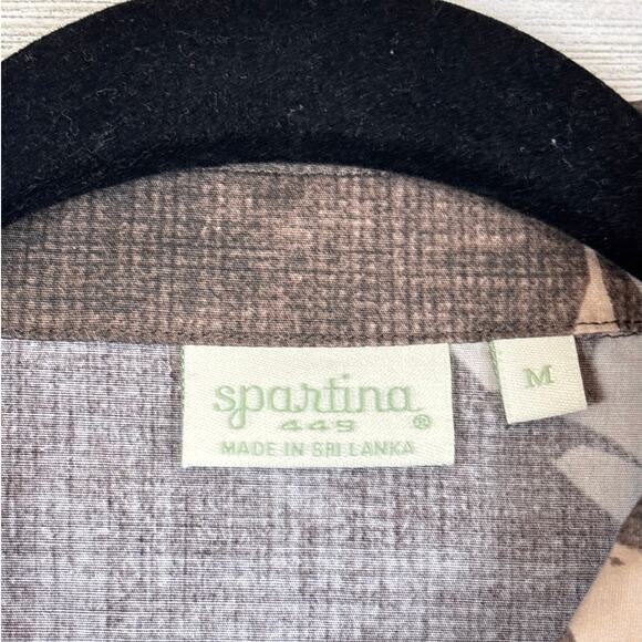 Spartina 449 Women’s M Farrah Poplin Long Sleeve Floral Cascade Gray Blouse Top - Picture 6 of 9